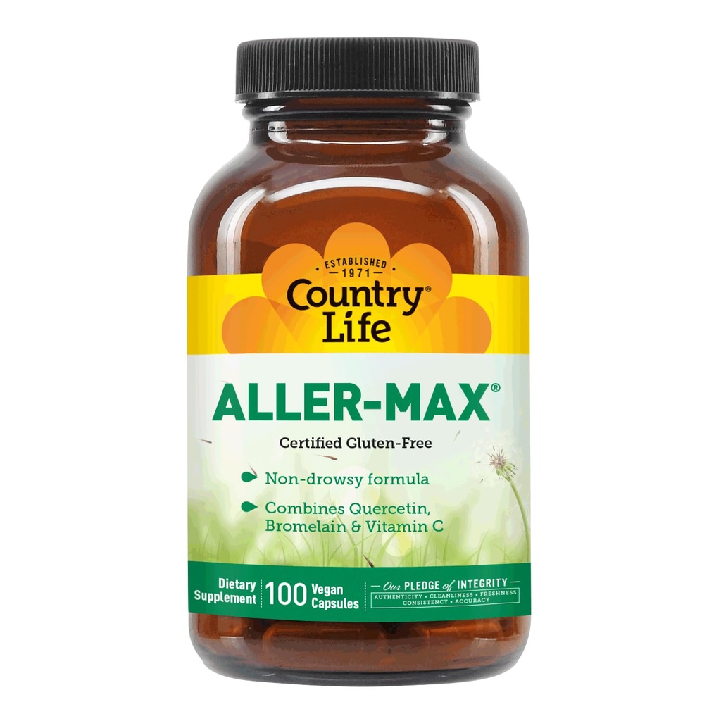 Country Life Aller-Max - Quercetin Συμπληρώματα με Bromelain - ανοσοποιητική υποστήριξη με βιταμίνη C, ψευδάργυρο, και Βοτανική Blend - Certified Gluten-free, Vegan (100 Count (Pack of 1))
