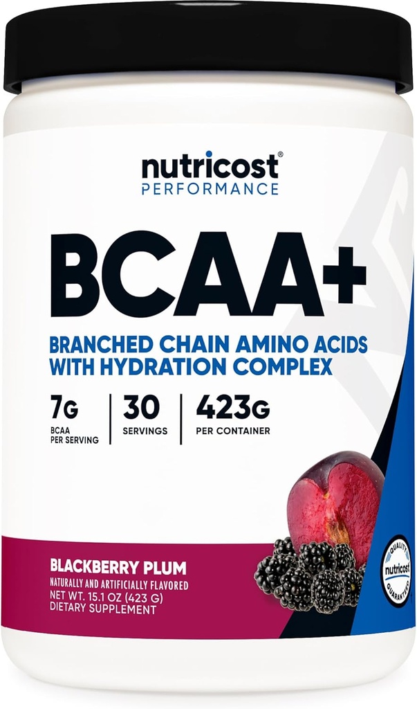 Nutricost BCAA Ενεργό με Glutamie, Citrullie, και Coconut Hydration Powder (BlackBerry Plum) 30 Σερβιρίσματα - Διακλαδισμένη αλυσίδα Αμινοξέα με Hydration Complex - Χωρίς γλουτένη, Μη ΓΤΟ