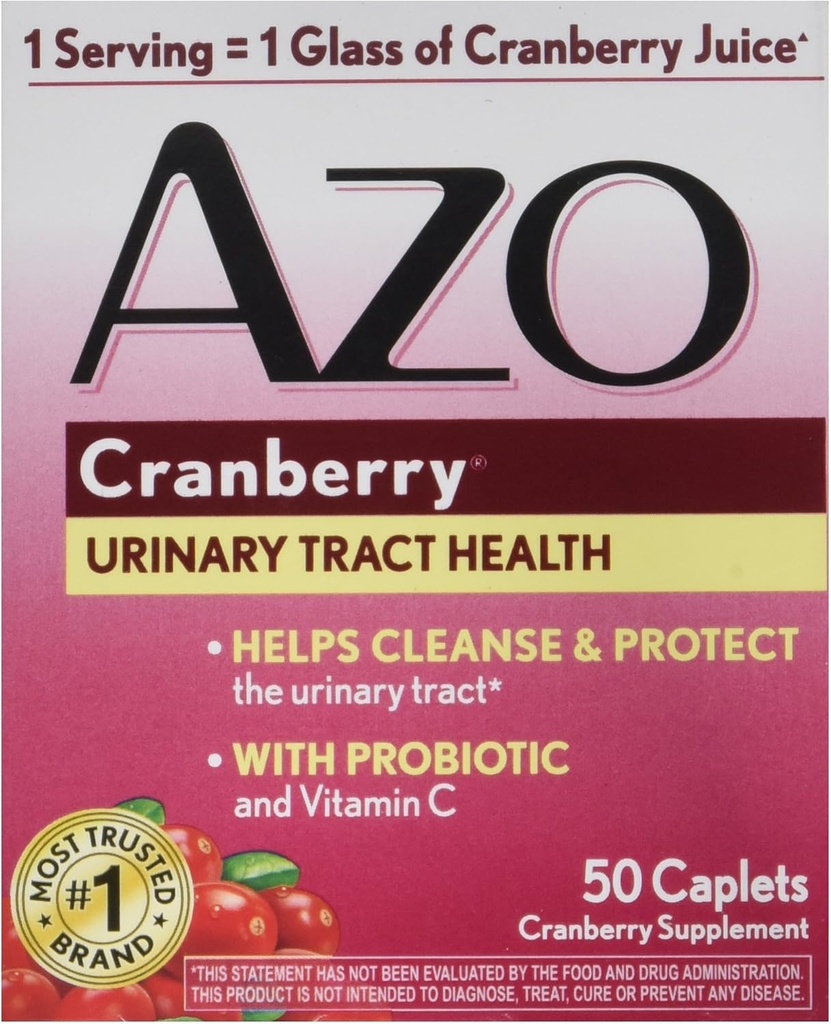 AZO Cranberry for Healthy Urinary Tract with Immune Boosting Probiotic & Vitamin C - 50 Tab (Packaging May Vary)
