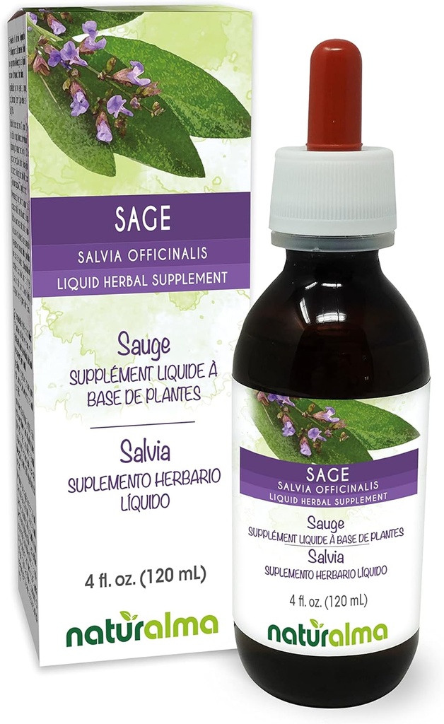 Naturalma Sage (Salvia officinalis) Leaf Alcohol-free Βάμμα - 4 fl oz Liquid Extract in Drops - φυτικό συμπλήρωμα - Vegan