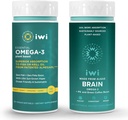 Iwi Omega-3 Essential & Brain Omega-3 Bundle, 30 Servings, Vegan Plant-based Algae Omega 3 with EPA + DHA, Krill & Fish Oil Alternative, No Fishy Aftressage