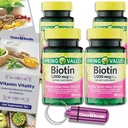 Choice Bundle Spring Valley Biotin Softgels 1000mcg Dietary Supplement for Hair Skin Nail Health 150 Ct 4 pk (600 Total) + Vitamin Guide & Pill Container (6 Items)!