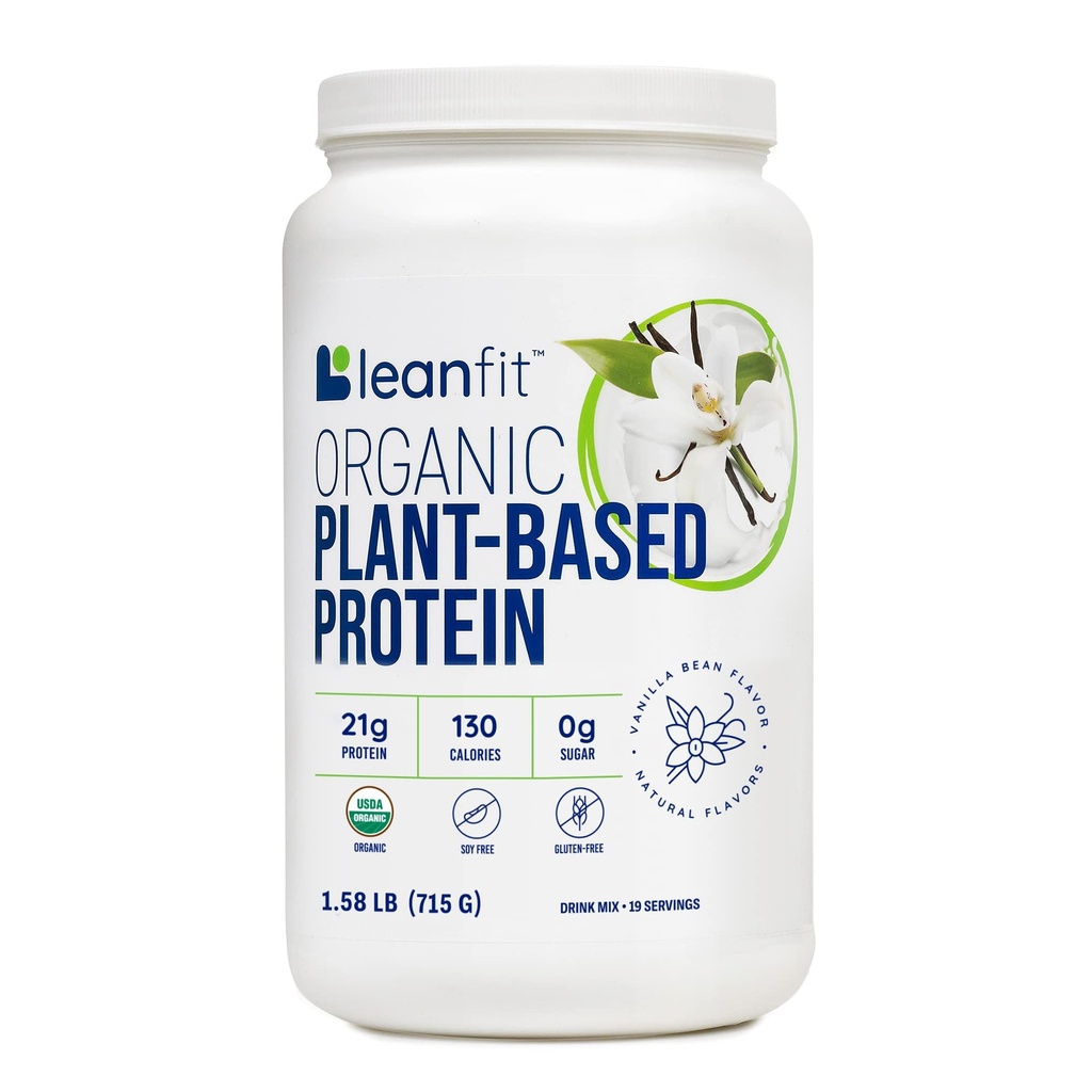 Σκόνη πρωτεΐνης με βάση το LeanFit, φυσικό άρωμα βανίλιας - Vegan, USDA βιολογική πιστοποιημένη, χωρίς σόγια, χωρίς γλουτένη, χωρίς γαλακτοκομικά, χωρίς ζάχαρη, μη-GMO - 21g πρωτεΐνη, 19 σερβίτσια, 1,58 Λίρες