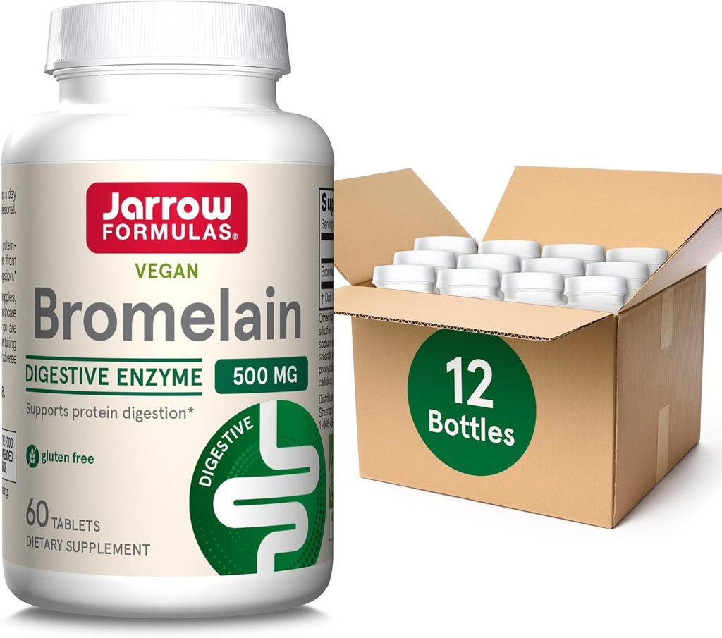 Jarrow Formulas Bromelain Tablets, 500 mg Συμπλήρωμα διατροφής για την πέψη πρωτεϊνών, 60 δισκία, 60 ημέρες προσφοράς, (πακέτο των 12)