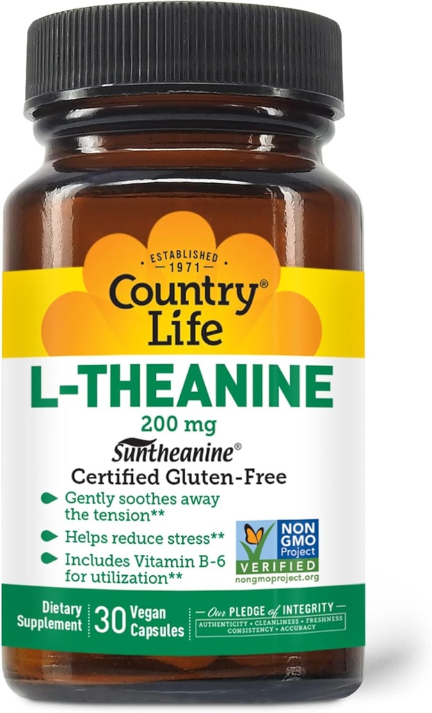 Country Life L- Theanine - 200 mg - 30 Κάψουλες για χορτοφάγους