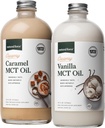 Creamy Vanilla της Φυσικής Δύναμης + Creamy Caramel MCT Oil Bundle – Χωρίς γλουτένη, μη ΓΤΟ, γαλακτωματοποιημένα αρωματικά MCT από οργανικές καρύδες – Keto, Παλαιό, και Vegan – 2x 16 Ounce Γυάλινα μπουκάλια