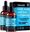 Liquid Collagen Peptides for Women - Σύμπλεγμα ορού με βιταμίνη βιοτίνης, υδρολυμένη πρωτεΐνη κερατίνης και πριόνι Palmetto - Comprehensive Formula for Hair, Skin, and Nails Wellness - 2fl oz (Pack of 2)