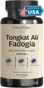 Tongkat Ali Fadogia Agrestis - 1200mg, Ενισχυμένο με το συμπλήρωμα οξυγονούχου αζώτου, Longjack Tongkat Ali για άνδρες, *USA Made and Tested*, 60 κάψουλες
