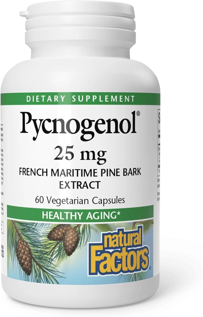 Natural Factors Pycnogenol 25 mg, Antioxidant Support for Healthy Aging, 60 Capsules