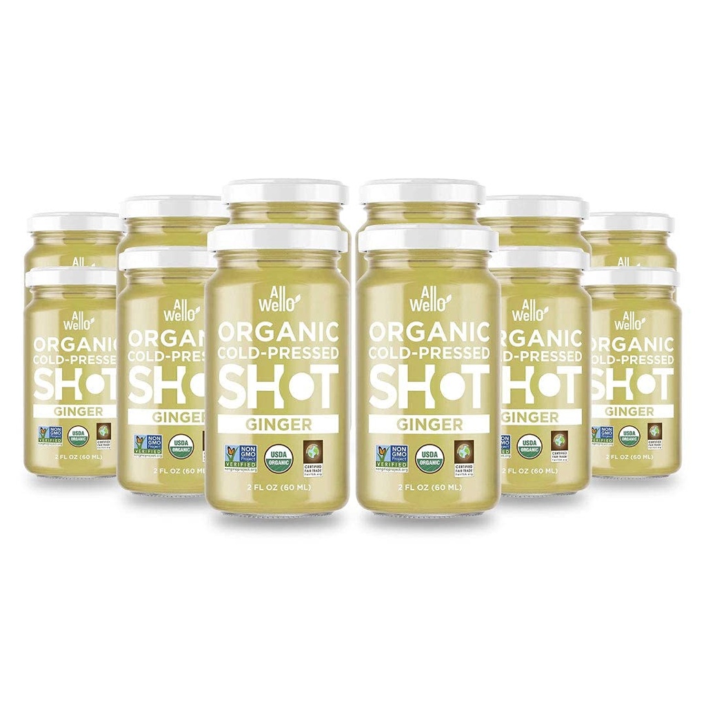 ALLWELLO Kold-Pressed Ginger Shot, 60 mL, USDA Organic Immune Booster με Natu-RAL 
