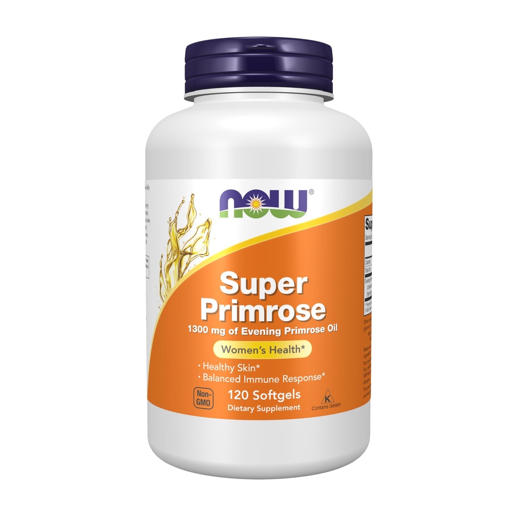 NOW Συμπληρώματα Τροφίμων, Super Primrose 1300 mg με φυσικά Occurring GLA (Gamma-Linolenic Acid), 120 Softgels