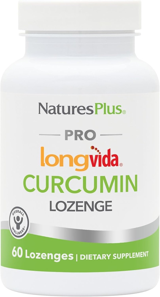 NaturesPlus PRO Longvida Curcumin - 60 Lozenges - Προάγει την υγιή ελεύθερη ριζική προστασία - μη ΓΤΟ, Vegan, Χωρίς γλουτένη, Χωρίς σόγια - 30 Υπηρεσίες