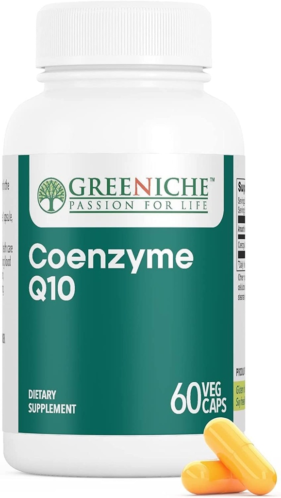 Συνένζυμο Greeniche Q10, 60 Caps, Coq10 υψηλής απορρόφησης, Vegan, Χωρίς γλουτένη