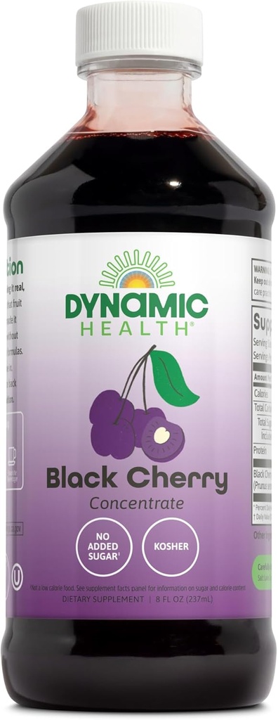 Dynamic Health Pure Black Cherry Uncookened 100% Πυκνό χυμό, χωρίς πρόσθετα ή συντηρητικά, Αντιοξειδωτικό, 8oz (Packaging Varis)