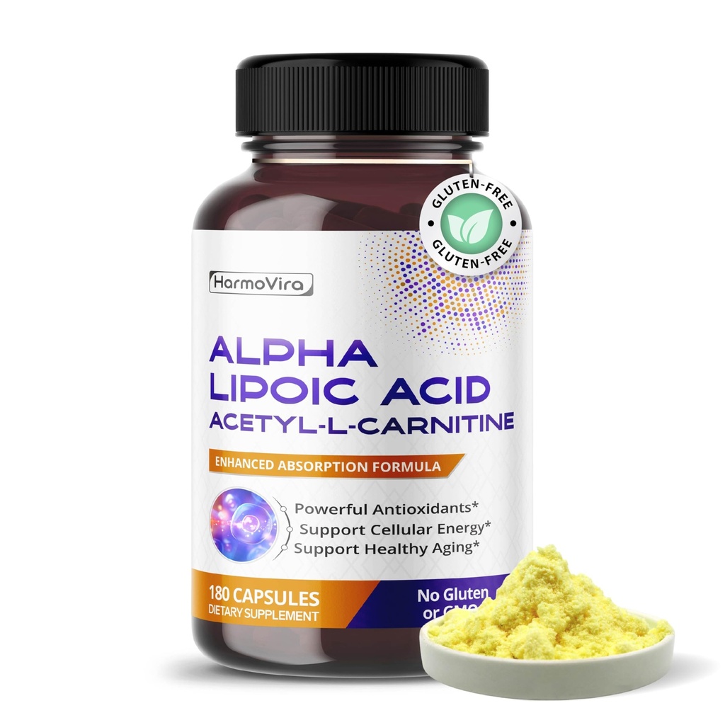 Alpha Lipoic Acid Acetyl-L-Carnitine Capsules with Ubiquinol, Curcumin & B Vitamins, Daily Wellness Support