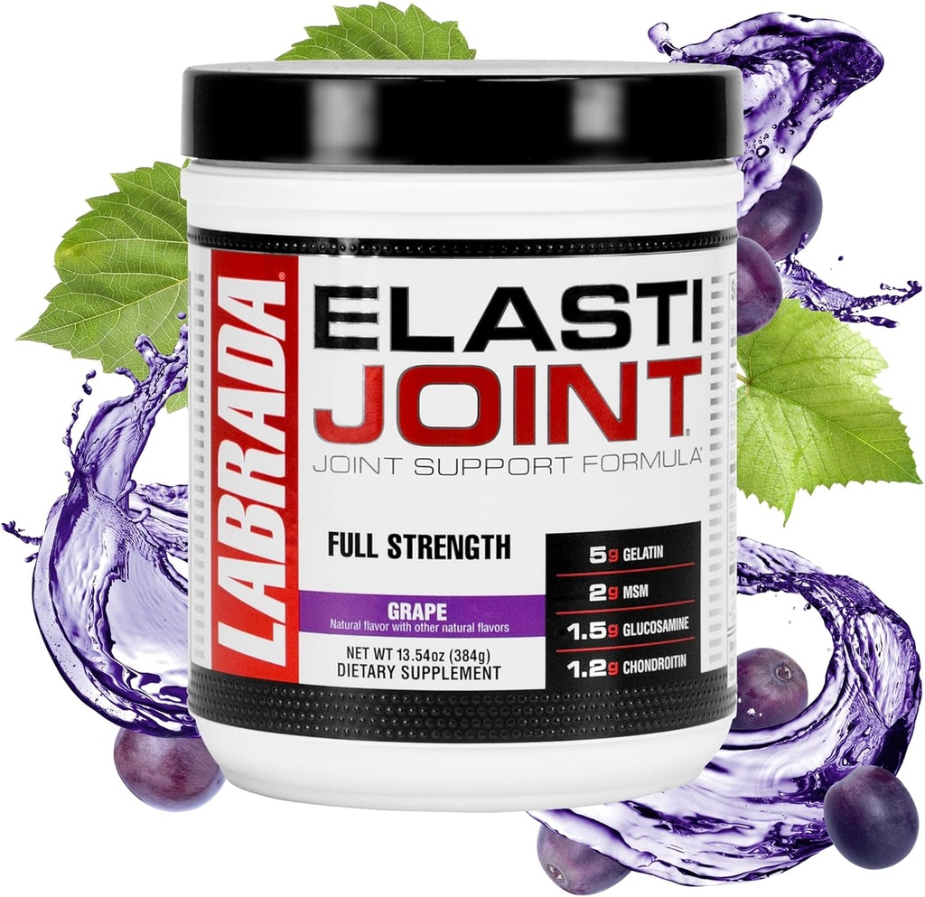 Διατροφή Labrada Elastijoint, Σταφύλι - Συμπληρώματα Υποστήριξης Γλυκοσαμίνης σε σκόνη για άνδρες και γυναίκες, Συμπληρώματα Αρωγής & Υγείας των Οστών με MSM, Glucosamine Chondroitin MSM - Χωρίς γλουτένη