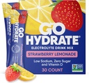 GoHydrate Low Sodium Electrolytes Powder Packets Sugar Free - Instant Hydration Daily Drink Mix - Zero Sugar Flavor Packet Singles with Vitamin D - (Λεμονάδα με μούρα, 30 συσκευασίες)