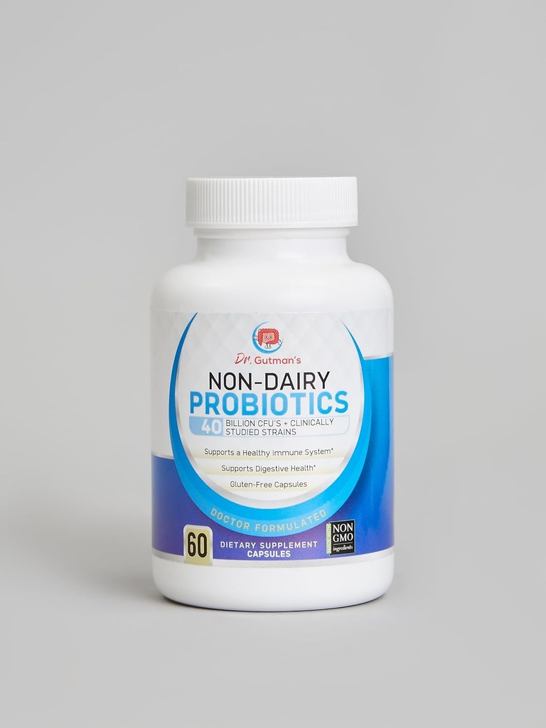 Dr. Gutman's® Non-Dairy Best Probiotics for Women and Men, Non-GMO, All-Natural Probiotics with 40 Billion CFU Digestive Health and Immune System Support, 60 Gluten-Free, Veggie Κάψουλες