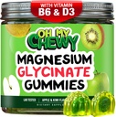 Κεντρο-γεμισμένο Μαγνήσιο Γλυκινικό Gummies 400MG - Υψηλή απορρόφηση για παιδιά, εφήβους & ενήλικες - Συμπλήρωμα για ύπνο, ηρεμία & μυϊκή χαλάρωση με B6 & D3 - Χωρίς γλουτένη & Vegan Friendly - 60 Count