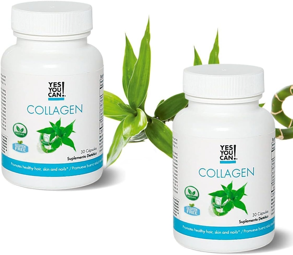 Ναι Μπορείς! Κάψουλες κολλαγόνου για γυναίκες και άνδρες, Συμπλήρωμα διατροφής για την προώθηση υγιεινών μαλλιών, δέρματος και νυχιών, 290 mg κολλαγόνο βοοειδών, βιταμίνη Α, βιταμίνη D3, ψευδάργυρο και χαλκό, 30 κάψουλες - 2 συσκευασίες