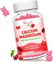 Ασβέστιο Μαγνήσιο Ψευδάργυρος Gummies, Ασβέστιο Μαγνήσιο 2:1 αναλογία με βιταμίνη D3 & B12 για την υποστήριξη μυών, Mood και ανοσίας, 60 Vegan Cherry Γεύσεις