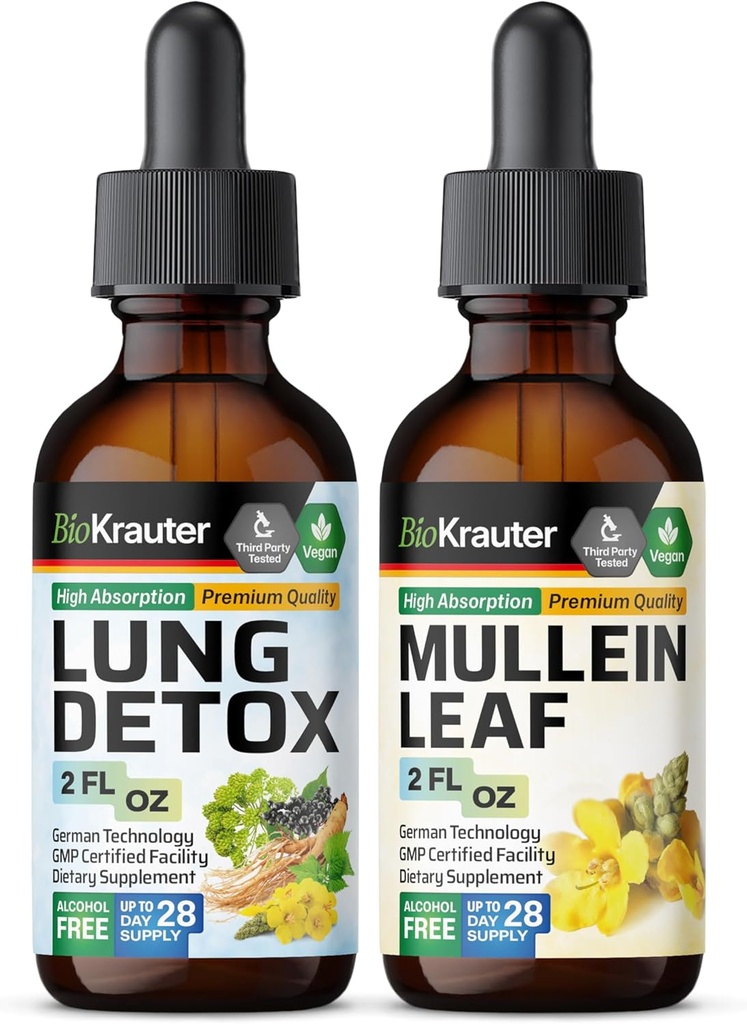 BIO KRAUTER Lung Detox Βάμμα 2 Fl. Oz. & Mullein Βάμμα 2 Fl. Oz.