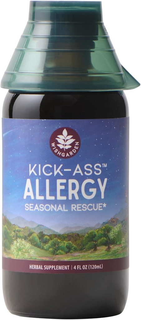 WishGarden Herbs Kick-Ass Allergy - Plant-Based Non-Drowsy Herbal Allergy Supplement with Nettle Leaf, Echinacea, & Yerba Santa, Supports Healthy Histamine Response to Seasonal Irritants, 4oz