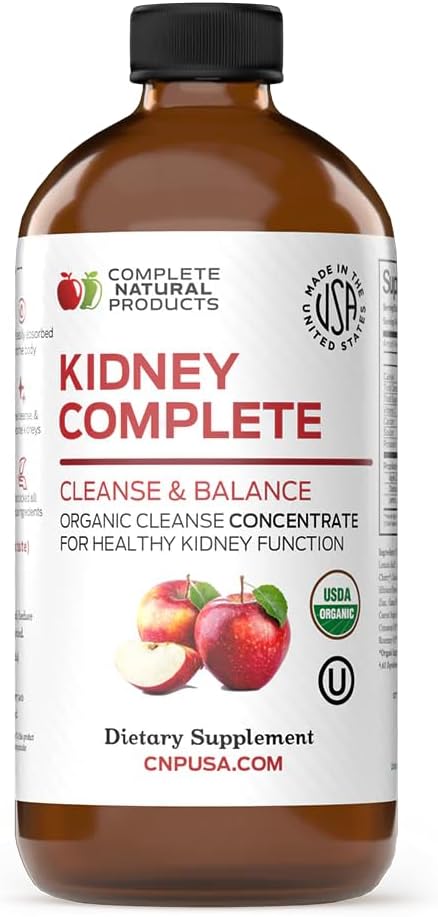 Complete Natural Kidney Complete - Liquid Dietary Supplement for Kidney Support, Cleanse, and Detox with Apple Cider Vinegar, Lemon, Organic Chanca Piedra, Beet, Κιτρικό Οξύ, Βιταμίνη C, & More - 12oz