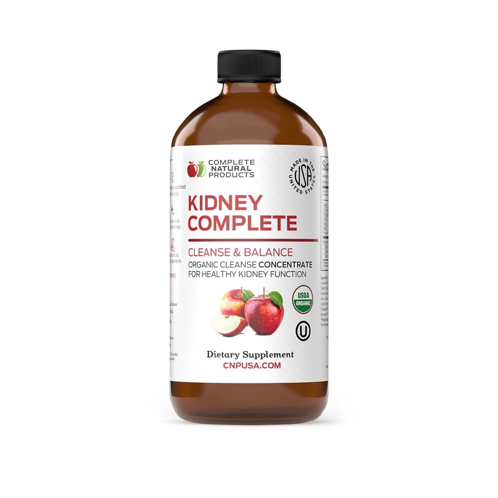 Complete Natural Kidney Complete - Liquid Dietary Supplement for Kidney Support, Cleanse, and Detox with Apple Cider Vinegar, Lemon, Organic Chanca Piedra, Beet, Κιτρικό Οξύ, Βιταμίνη C, & More - 12oz
