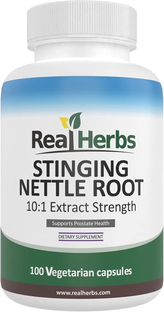 Real Herbs Stinging Nettle Root Extract 7500mg (750mg of 10:1 Extract) – Vegetarian Friendly, Non-GMO, Gluten-Free – Supports Prostate & Urinary Health – 100 Capsules