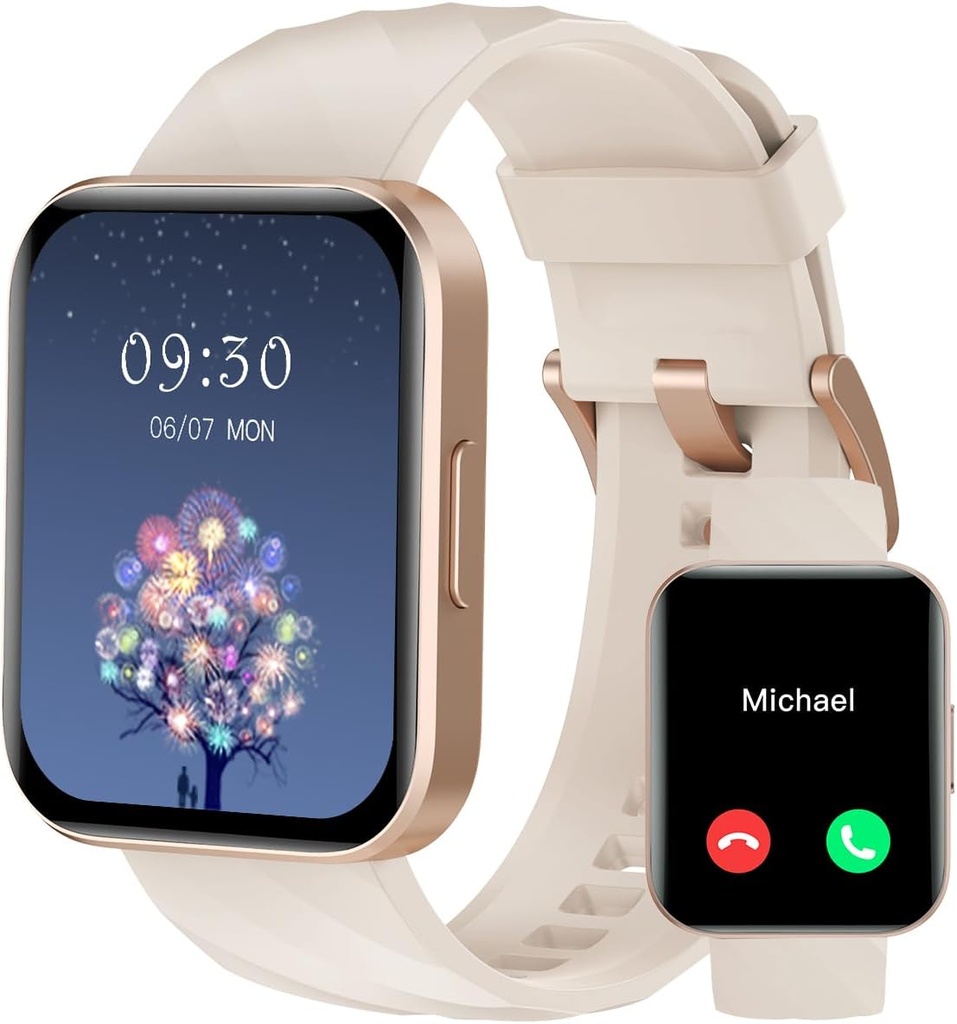 RUIMEN Smart Ρολόγια για γυναίκες άνδρες (Απάντηση/Κάντε κλήσεις) Συμβατό με iPhone / Ανδροειδή τηλέφωνα, 1.85" HD οθόνη Fitness Tracker Καρδιακός Ρυθμός Παρακολούθηση 100+ Sports Tracker Ρολόι Αδιάβροχο (Millky White)