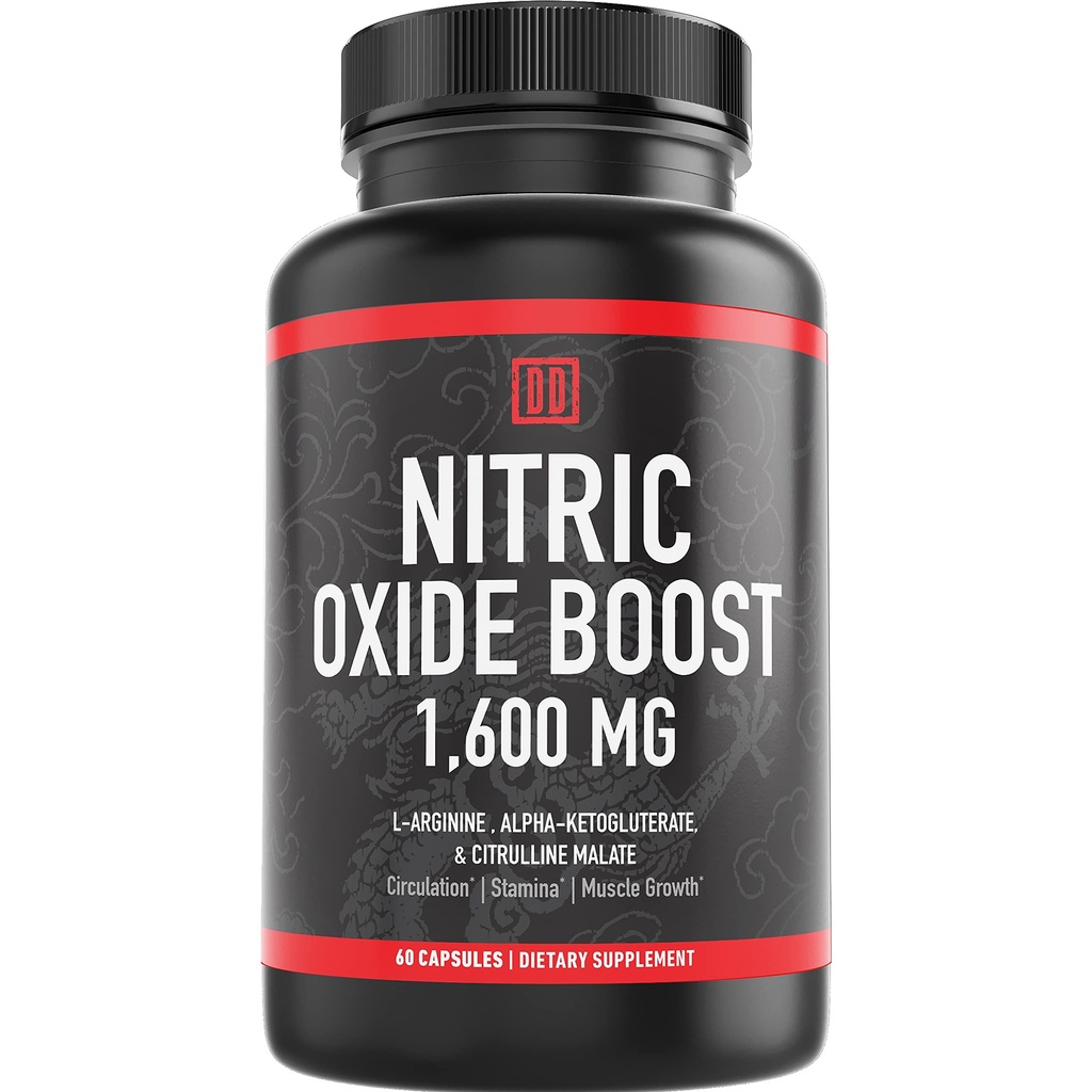 Nitric Oxide Booster Supplement, 1600mg Extra Strength L-αργινίνη, Citrulline Malate, και Alpha-Ketoglutarate (60 Count, 1 φιάλη)
