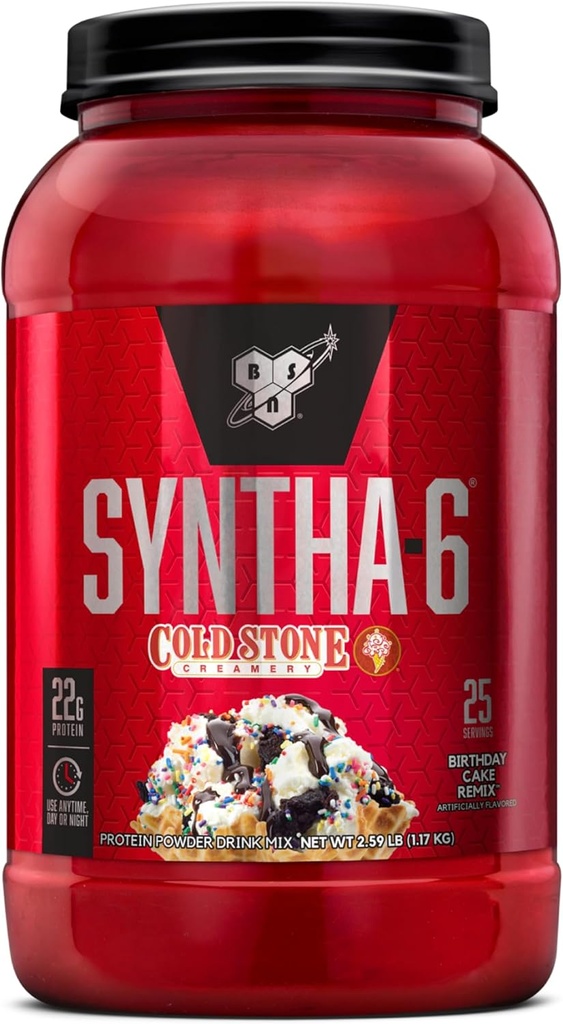 BSN Syntha-6 Whey Protein Powder, Creamery ψυχρής πέτρας - γενέθλια κέικ Remix Γεύση, Micellar καζεΐνη, Γαλακτοπρωτεϊνη Απομονωμένη σκόνη, 25 σερβιρίσματα