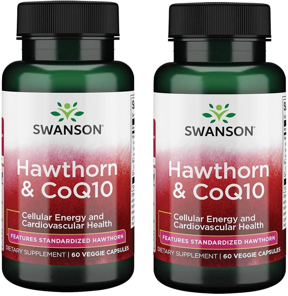Swanson Hawthorn & Coq10 Κάψουλες 60 Veg (2 Συσκευασία)