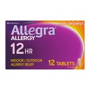Allegra Ενηλίκων 12- Ωραία δισκία ανακούφισης της αλλεργίας, Μη- Νυσταγμός Εσωτερική και Εξωτερική Αλλεργία Ιατρική, 60 mg Fexofenadine HCI Αντιισταμινικό χάπι, 12- Count