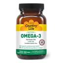 Country Life Omega-3 Fish Oil Supplement, 10000mg, 180mg EPA & 120mg DHA, Fish Oil Συμπυκνωμένο, Burpless, 50 Softgels, Certified Gluten Free