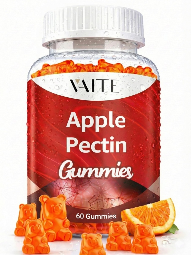 Apple Pectin Gummies - High-Fiber Supplement with 2000mg Natural Cholesterol Lower Support, Promotes Digestive Wellness & Stomach Comfort, Non-GMO & Gluten Free Herbal Supplements - 60 Vegan Gummy