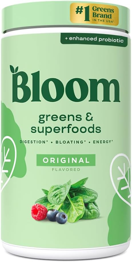 Bloom Διατροφή Superfood Πράσινοι σκόνη, Digestive Ένζυμα με προβιοτικά και πρεβιοτικά, Υγεία κόκκων, Bloating Relief για τις γυναίκες, Chlorella, Πράσινο Χυμό Mix με Σκόνη ρίζας τεύτλων, 60 SVG, αρχικός
