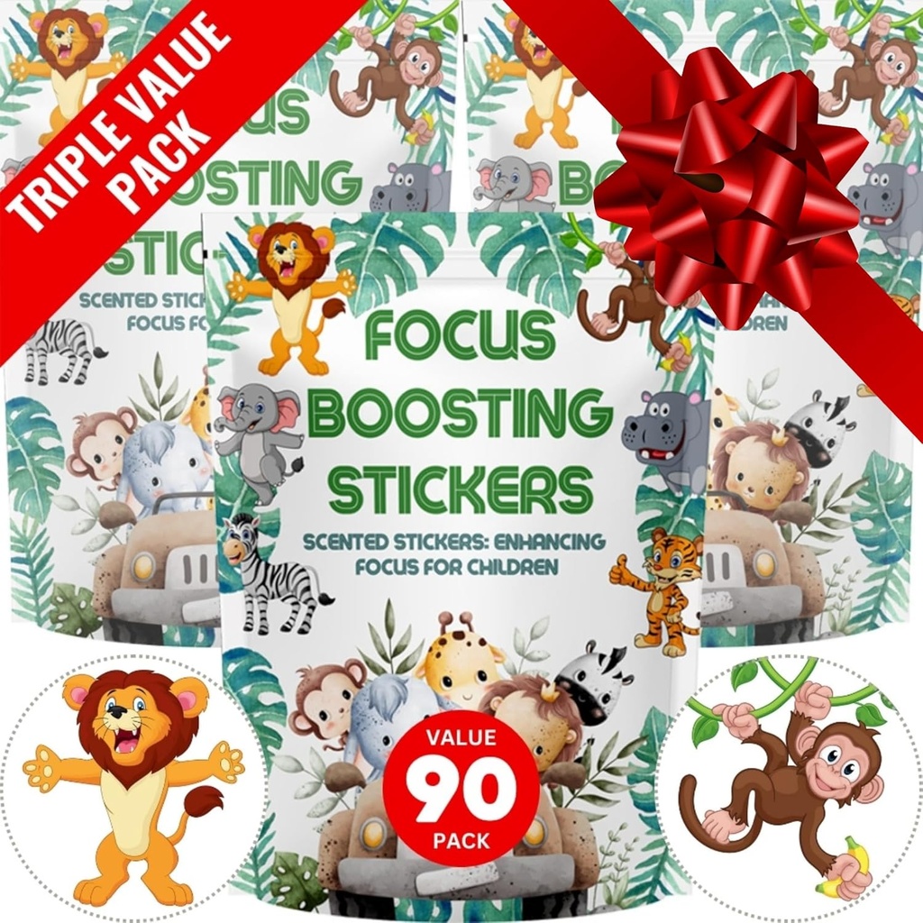 Focus Boosting Stickers (90 Pack) - Υγιεινή υποστήριξη εγκεφάλου για την προσοχή, χαρτί, Bubble Design, ναρκωτικά δωρεάν, ρούχα, Unisex