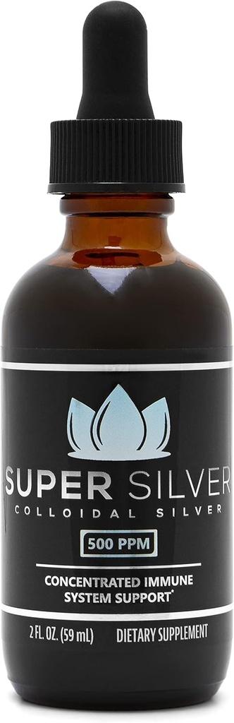 Super Silver 500 PPM Colloidal Silver - 2 Ounce Bottle with Dropper