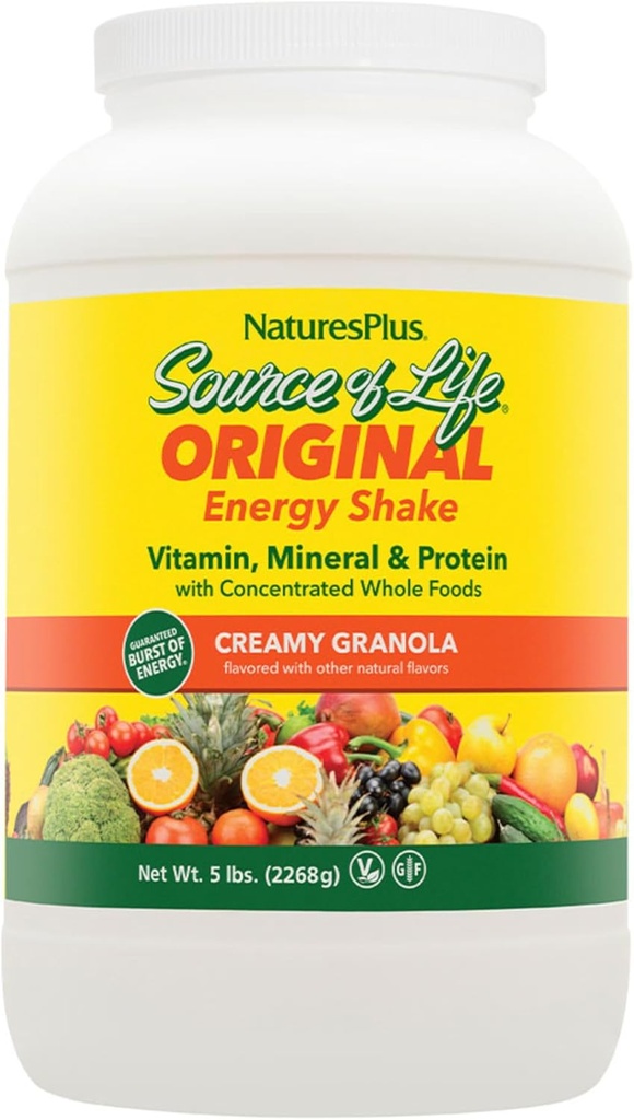 NaturesPlus πηγή ενέργειας ζωής Shake, κρεμώδη Granola - 5 lbs, πακέτο των 2 - παρέχει 13g πλήρη πρωτεΐνη, βιταμίνες & ορυκτά - μη ΓΤΟ, χωρίς γλουτένη, χορτοφαγικά - 116 Σύνολο Σερβίρει