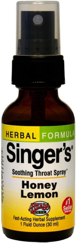 Herbs Etc. Singer's Saving Grace Honey Lemon – Herbal Remedy for Laroat Comfort – Καταπραϋντική, Ενυδατική Υποστήριξη με Λικέρ – Αλκοολούχα – 1 fl oz (75 Servings)