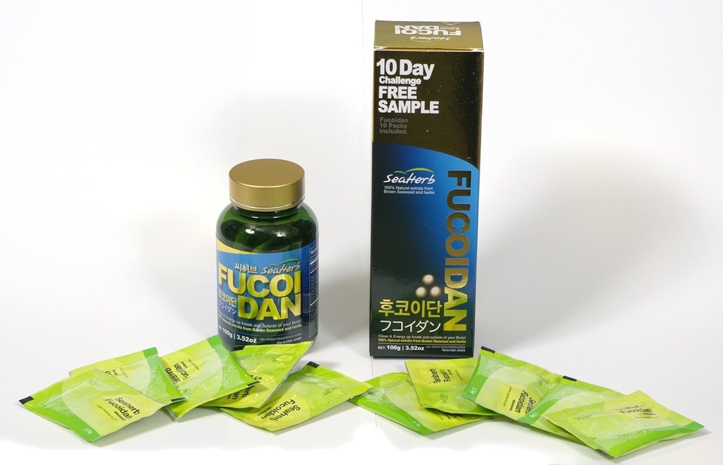 100% φυσικό εκχύλισμα καφέ φύκιας SeaHerb Fucoidan USFDA Passed (κωδικός ταυτότητας FDA 2030950) (10Satchets+100g)