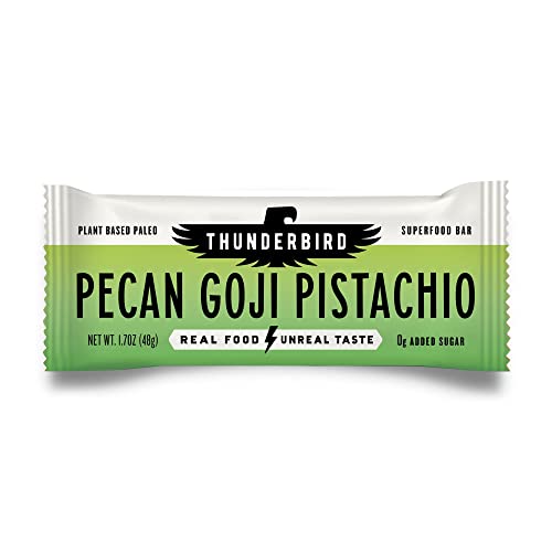 Thunderbird Bars Energy Snack, Gluten-free με πρωτεΐνη, Healthy Real Food, Vegan Paleo Non-GMO, No Added Sugar, Pecan Goji Pistachio Flavor (12 Count, 1.7 oz. Bars)