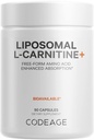 Codeage Liposomal L-Carnitine+ Συμπληρωματικό - 500 mg L-Carnitine L-Tartrate per Serving - Free-Form Amino Acid - Carnitine - Liposomal Delivery - Vegan, Non-GMO, Gluten-free - 90 Κάψουλες