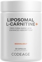 Codeage Liposomal L-Carnitine+ Supplement - 500 mg L-Carnitine L-Tartrate per Serving - Free-Form Amino Acid - Carnitine - Liposomal Delivery - Vegan, Non-GMO, Gluten-Free - 90 Capsules