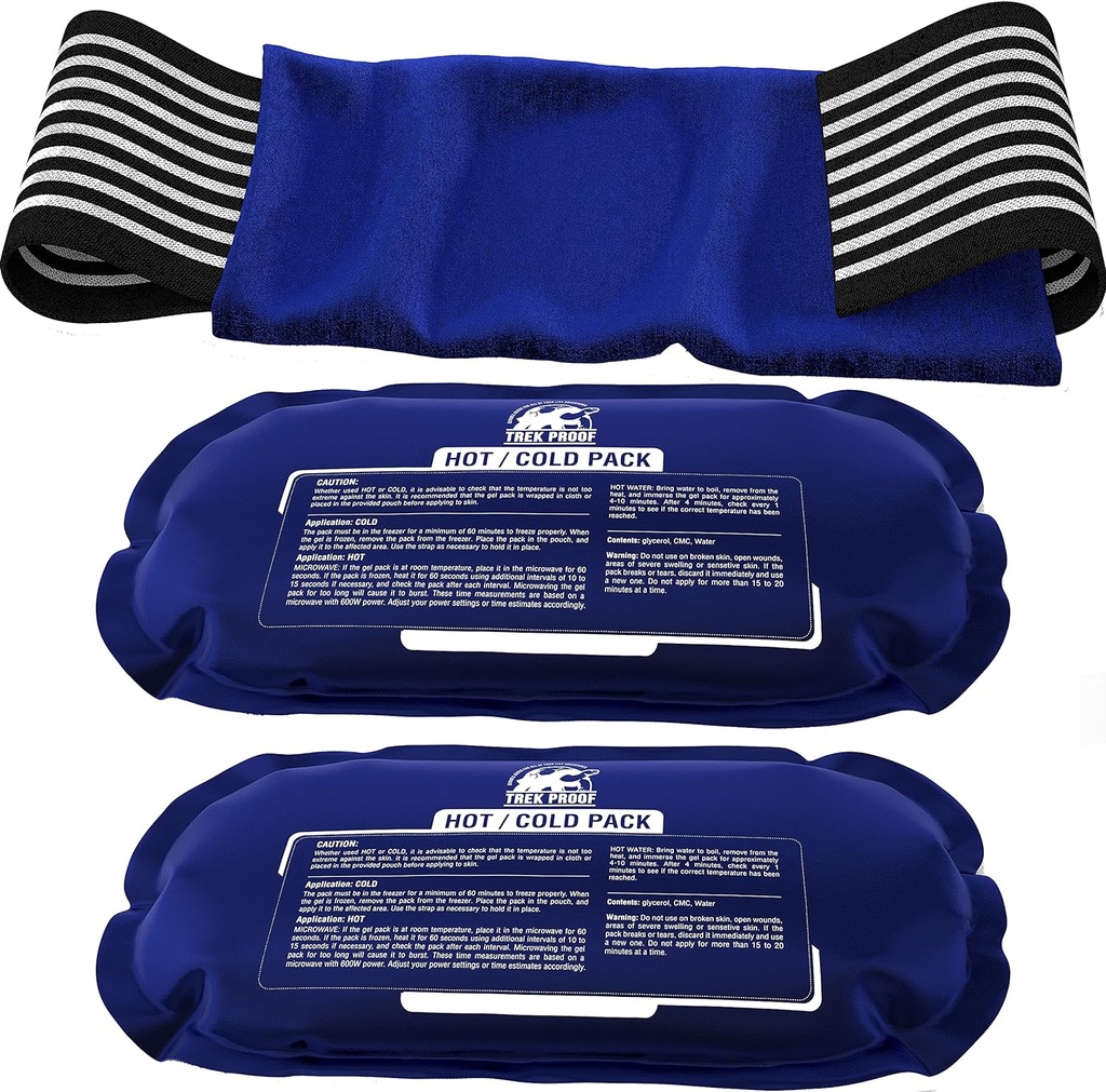Ice Packs for Injuries Reusable (3-Piece Set) – Hot and Cold Ice Pack Therapy Gel Wrap Support – Supports Recovery, Joint and Muscle Pain – Knees, Back & More (3 Piece Set - Classic)