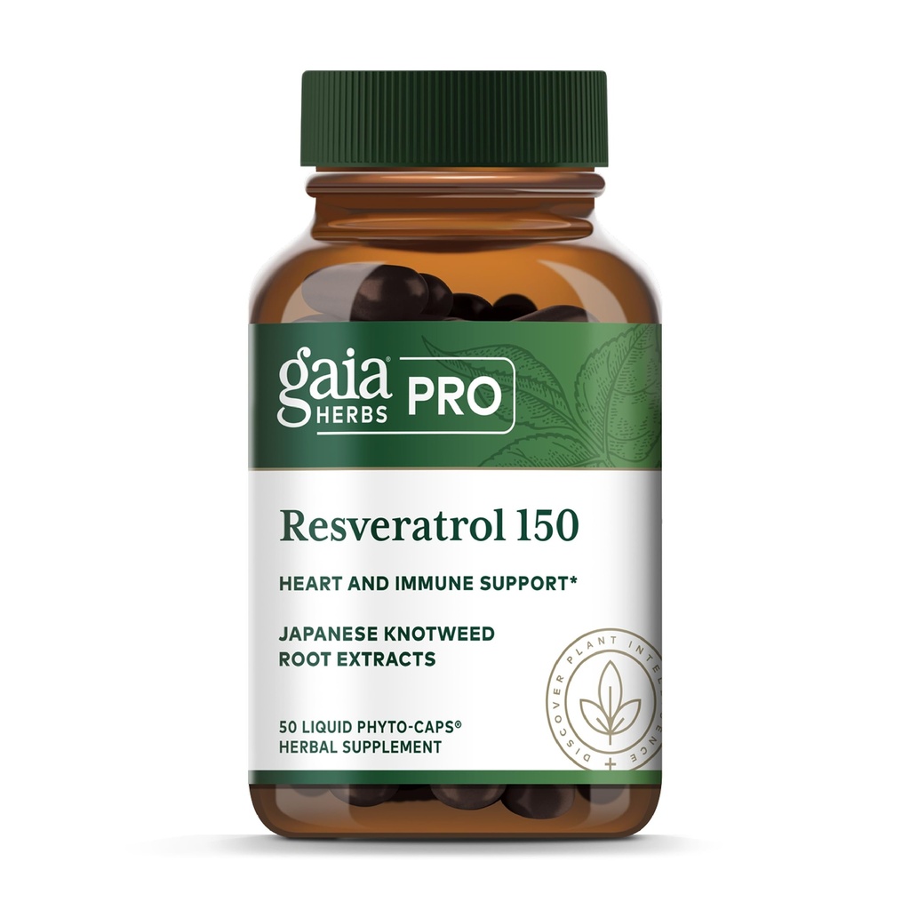 GAIA HERBS PRO Resveratrol 150 - Offers Heart Health & Immune Support - Contains Japanese Knotweed - Vegan, Soy-Free & Gluten-Free - 50 Liquid Phyto-Caps (25 Servings)