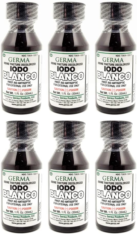 Ζέρμα Λευκό Ιώδιο Βάμμα. Αντισηπτικό Πρώτων Βοηθειών. για μικρές σχισμές, περικοπές, μώλωπες και εγκαύματα. Αποτρέπει τη μόλυνση του δέρματος. Συσκευασία των 6
