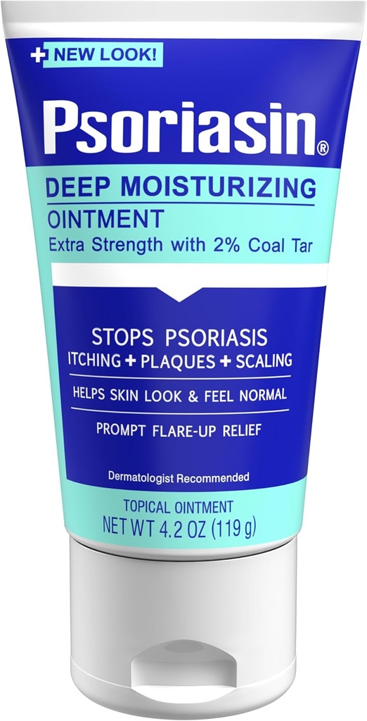 Psoriasin Deep Moisturizing Ointment - 2% Coal Tar - Stops Psoriasis Itching, Scaling, Redness - 4.2 oz
